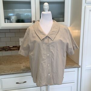 Malcolm & Co Beige Short Sleeve Cotton Shirt Size 14